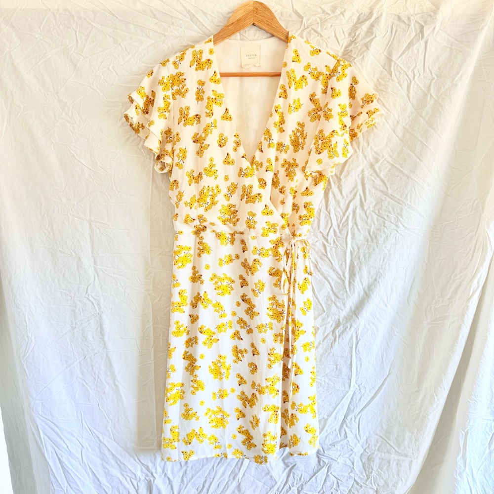 Harper Heritage Floral Ruffle Wrap Dress in Yellow and White